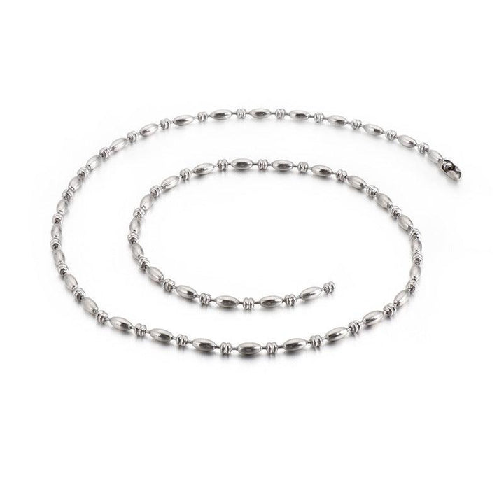 2/2.5/3mm Stainless Steel Bead Oval Bamboo Chain Necklacev - kalen