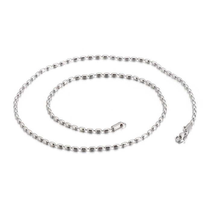 2/2.5/3mm Stainless Steel Bead Oval Bamboo Chain Necklacev - kalen