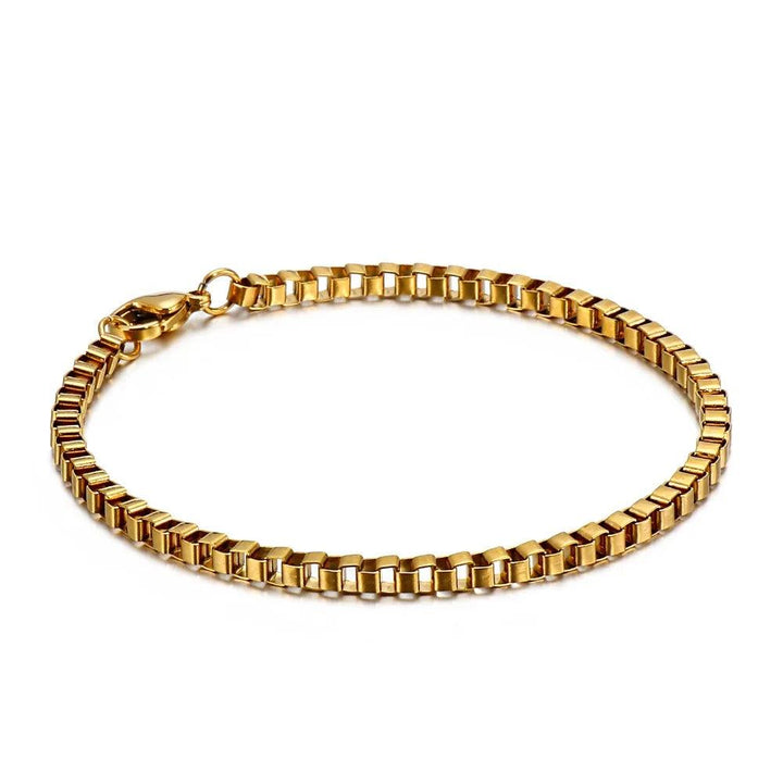 2/2.5/3mm Stainless Steel Gold Color Box Chain Bracelet for Men Women - kalen