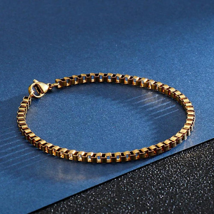 2/2.5/3mm Stainless Steel Gold Color Box Chain Bracelet for Men Women - kalen