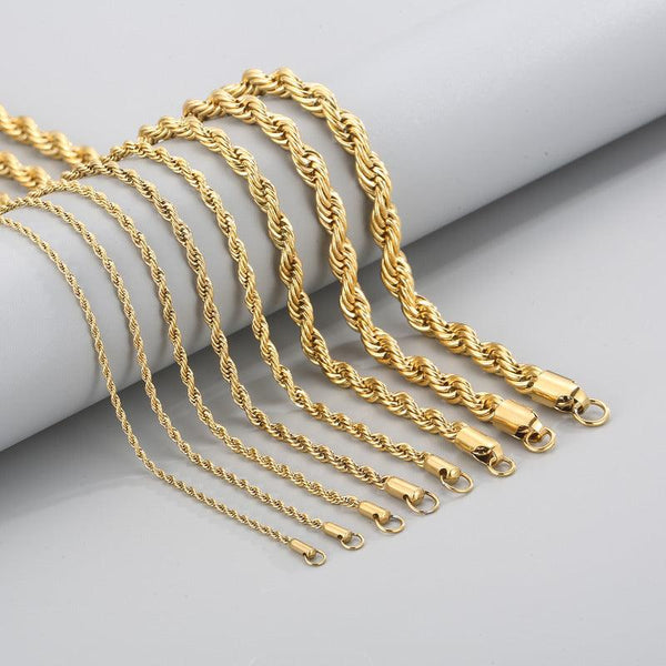 Full Rope Chain Wholesale Stainless Steel Rope Chain Necklaces in Bulk 1mm-11mm | Kalen ...