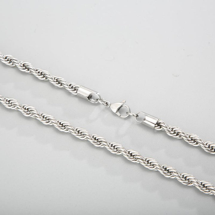 2/3/4/5/6/7/8mm Stainless Steel Rope Twist Chain Necklace - kalen