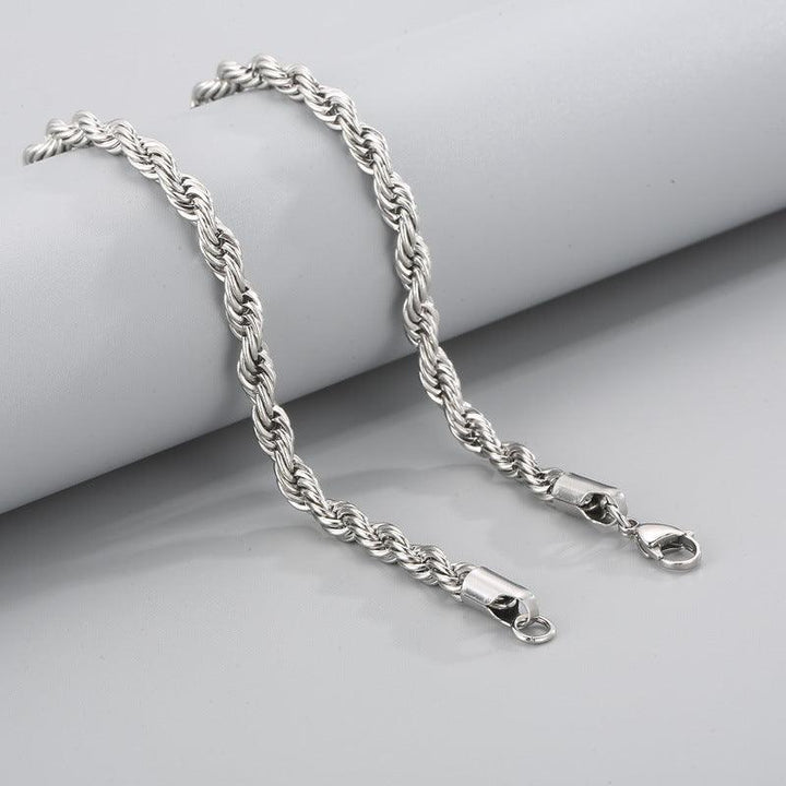 2/3/4/5/6/7/8mm Stainless Steel Rope Twist Chain Necklace - kalen