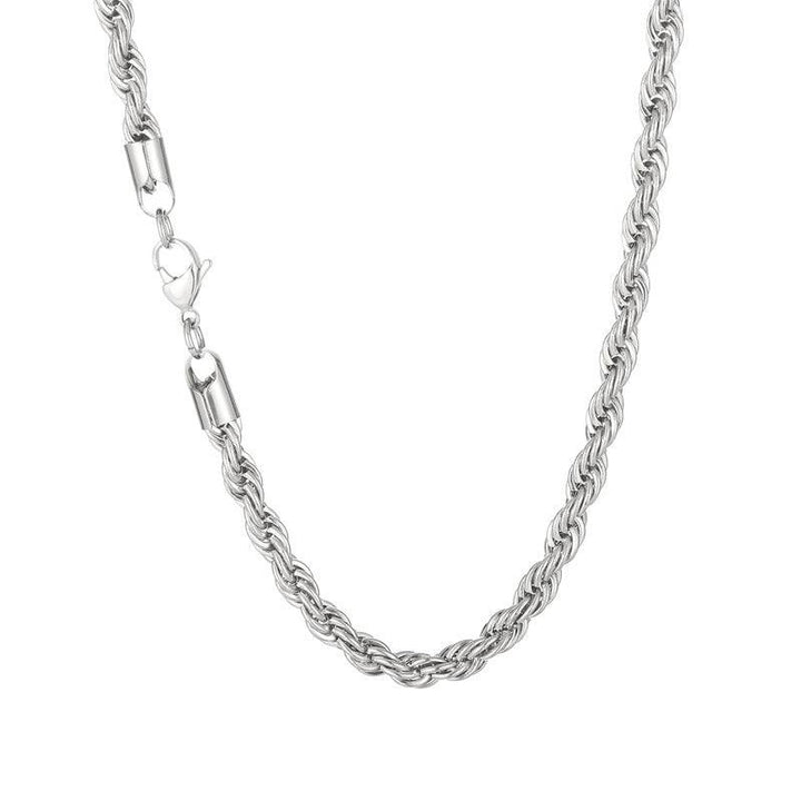 2/3/4/5/6/7/8mm Stainless Steel Rope Twist Chain Necklace - kalen