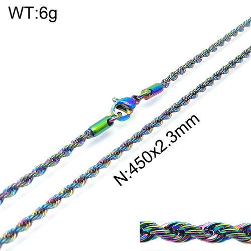 2/3mm Coloful Rainbow Plating Rope Rolo Round Box Chain Necklace - kalen