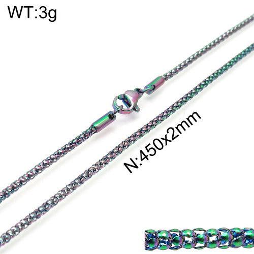 2/3mm Coloful Rainbow Plating Rope Rolo Round Box Chain Necklace - kalen