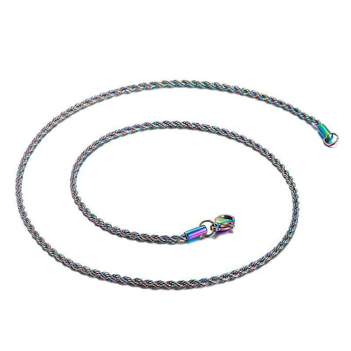 2/3mm Coloful Rainbow Plating Rope Rolo Round Box Chain Necklace - kalen