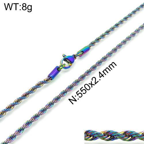 2/3mm Coloful Rainbow Plating Rope Rolo Round Box Chain Necklace - kalen