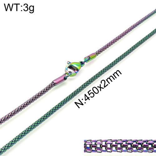 2/3mm Coloful Rainbow Plating Rope Rolo Round Box Chain Necklace - kalen