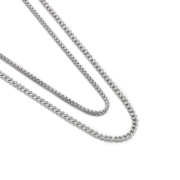 2/3mm Double Layer Box Curb Chain Necklace for Women - kalen