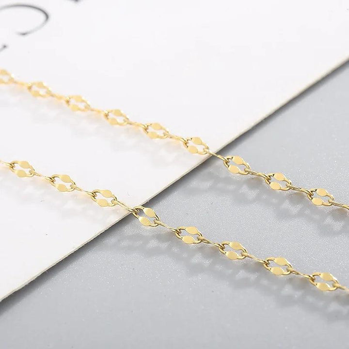 2mm Lip Open Sequin Chain Necklace for Women Stainless Steel - kalen