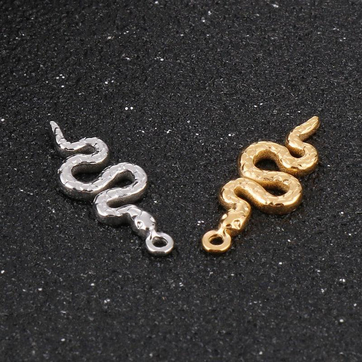 2Pcs/ Steel And Gold Color Snake Pendant Jewelry Making Necklaces DIY Bracelet Animals Stainless Steel Accessories Wholesale.