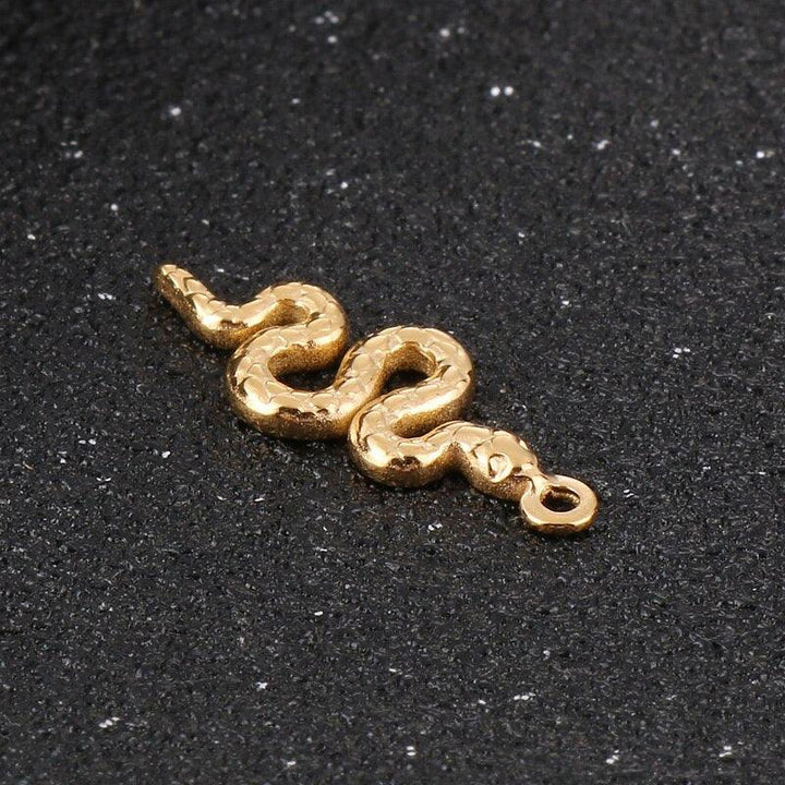 2Pcs/ Steel And Gold Color Snake Pendant Jewelry Making Necklaces DIY Bracelet Animals Stainless Steel Accessories Wholesale.