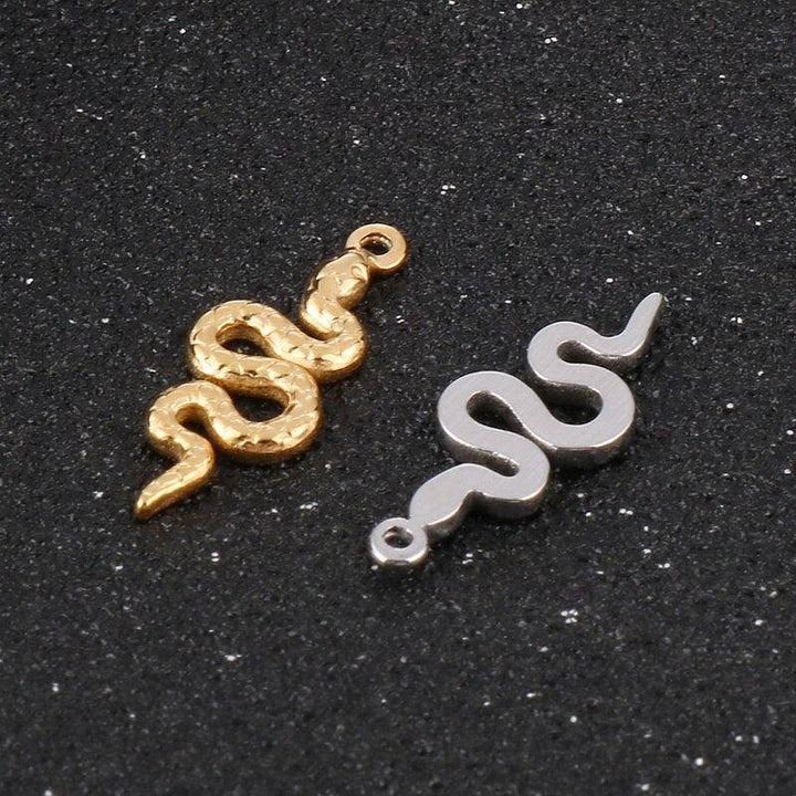 2Pcs/ Steel And Gold Color Snake Pendant Jewelry Making Necklaces DIY Bracelet Animals Stainless Steel Accessories Wholesale.