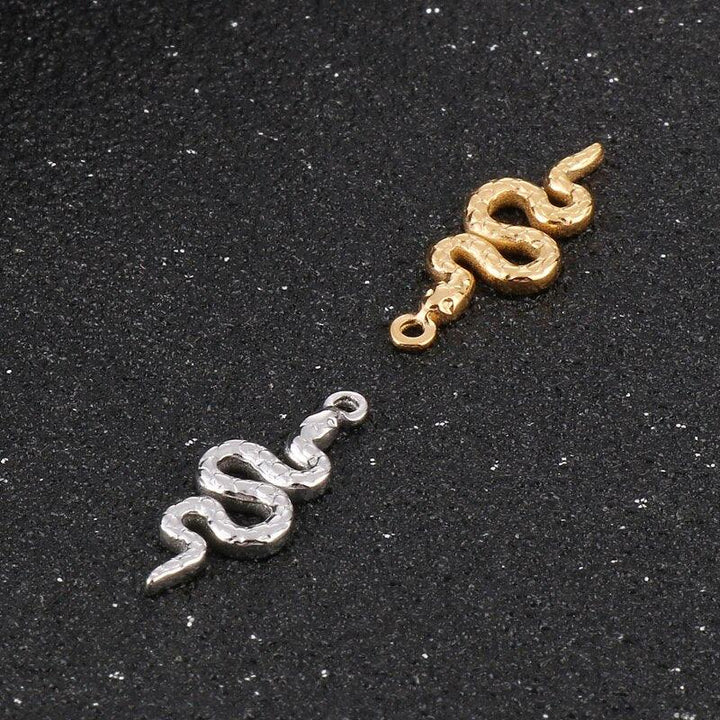 2Pcs/ Steel And Gold Color Snake Pendant Jewelry Making Necklaces DIY Bracelet Animals Stainless Steel Accessories Wholesale.