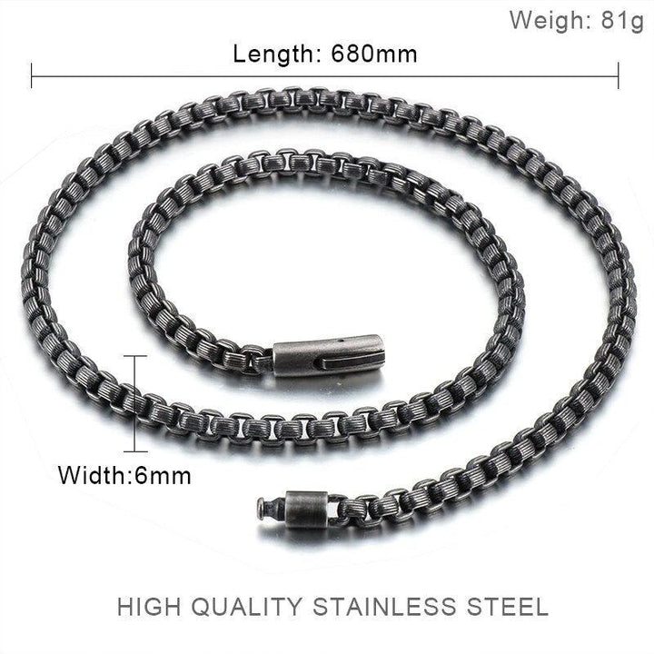 KALEN Punk Long Chain Necklace Men Stainless Steel Brushed Matte Box Link Chains Choker Necklace Male Jewelry Accessories.