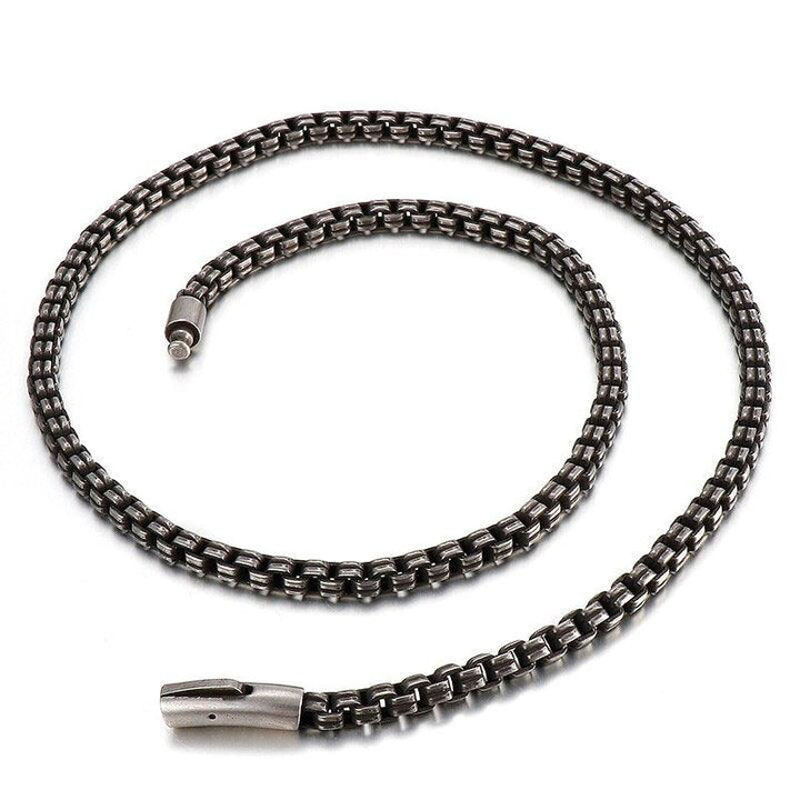 KALEN Punk Long Chain Necklace Men Stainless Steel Brushed Matte Box Link Chains Choker Necklace Male Jewelry Accessories.