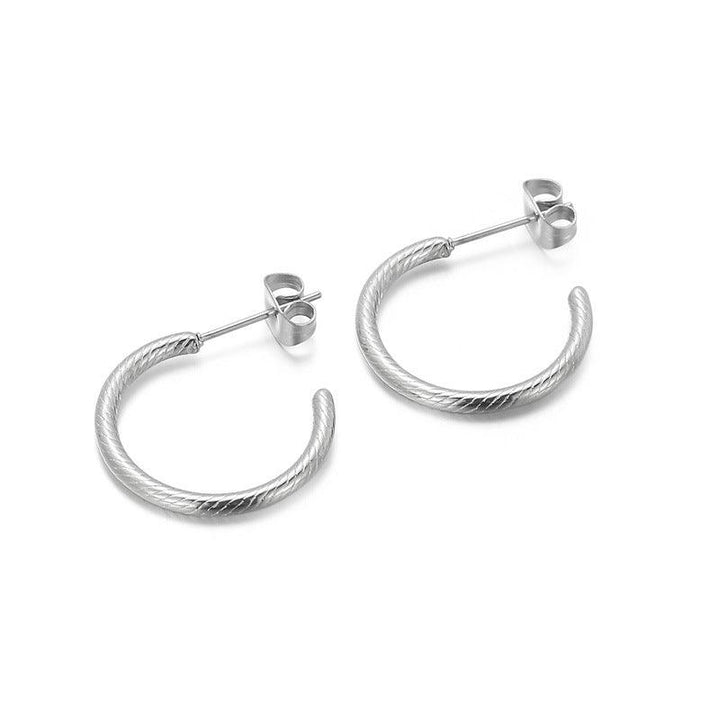 30/20x2mm Stainless Steel Twisted C-Shape Stud Earrings - kalen