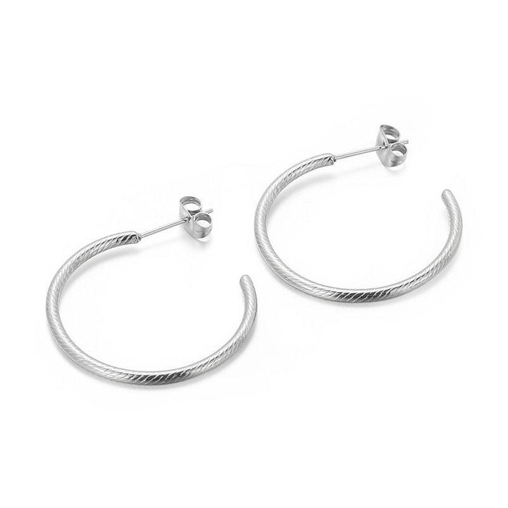 30/20x2mm Stainless Steel Twisted C-Shape Stud Earrings - kalen