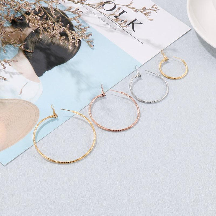 30/40/50/60mm Stainless Steel Circle Hoop Earrings - kalen