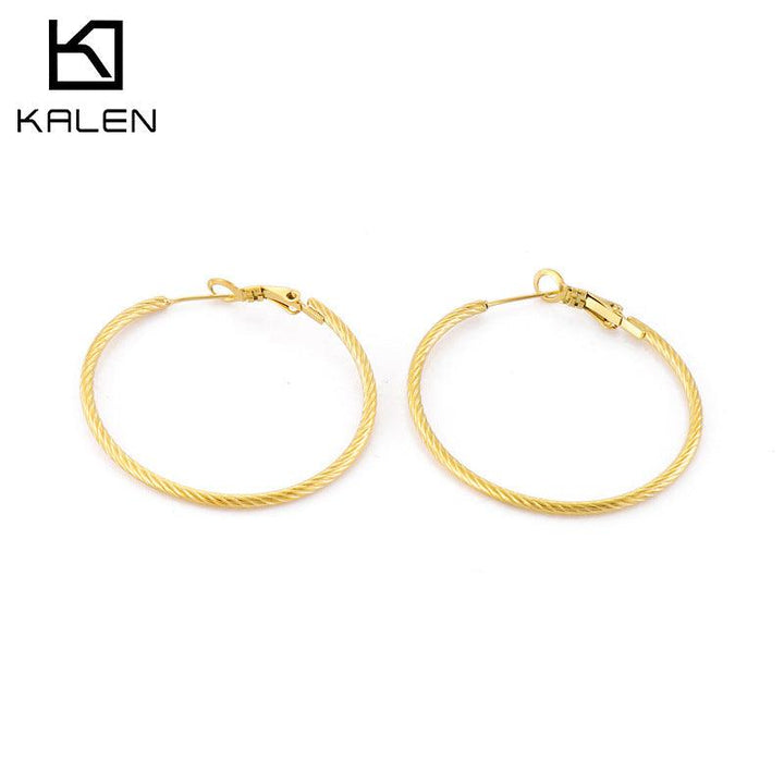 30/40/50/60mm Stainless Steel Circle Hoop Earrings - kalen