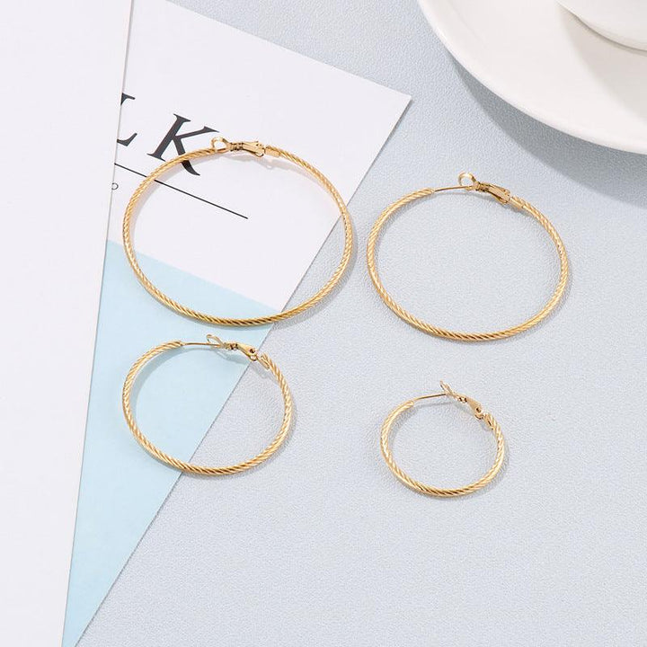 30/40/50/60mm Stainless Steel Circle Hoop Earrings - kalen