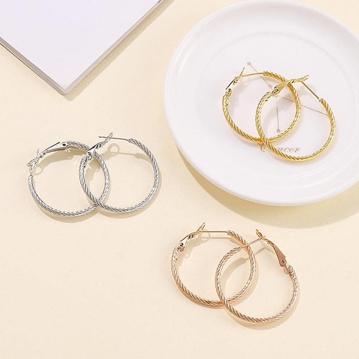 30mm Stainless Steel Twist Circle Hoop Earrings - kalen