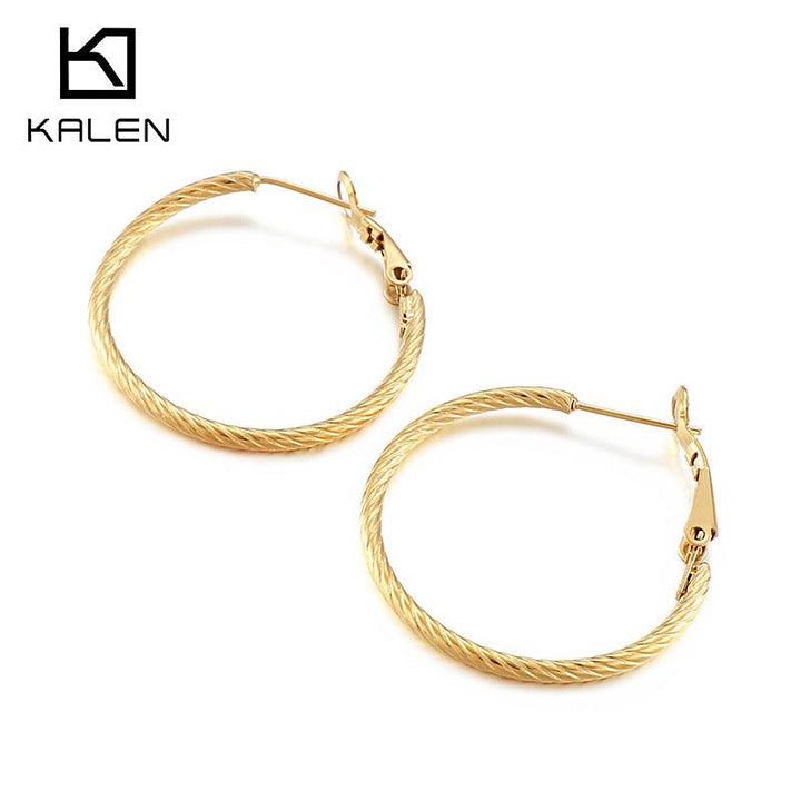 30mm Stainless Steel Twist Circle Hoop Earrings - kalen