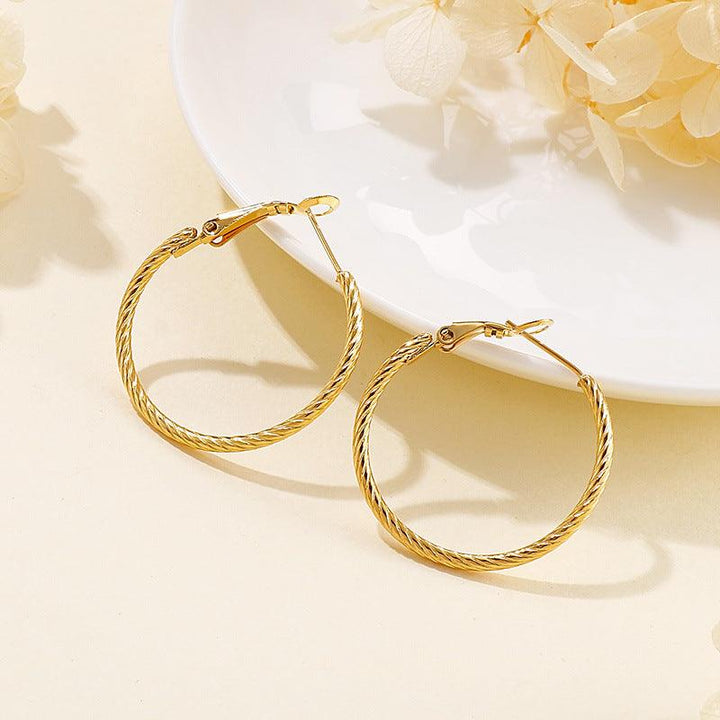 30mm Stainless Steel Twist Circle Hoop Earrings - kalen