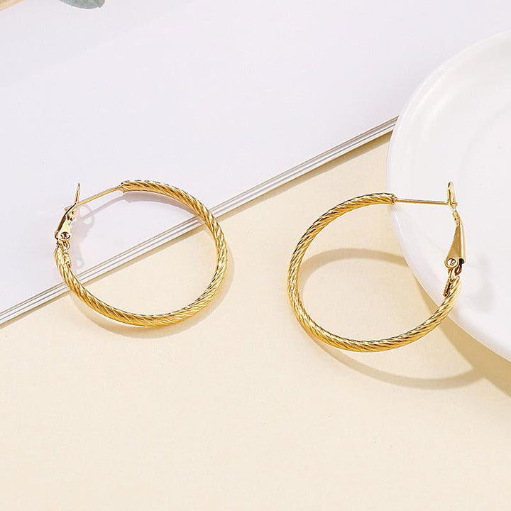 30mm Stainless Steel Twist Circle Hoop Earrings - kalen