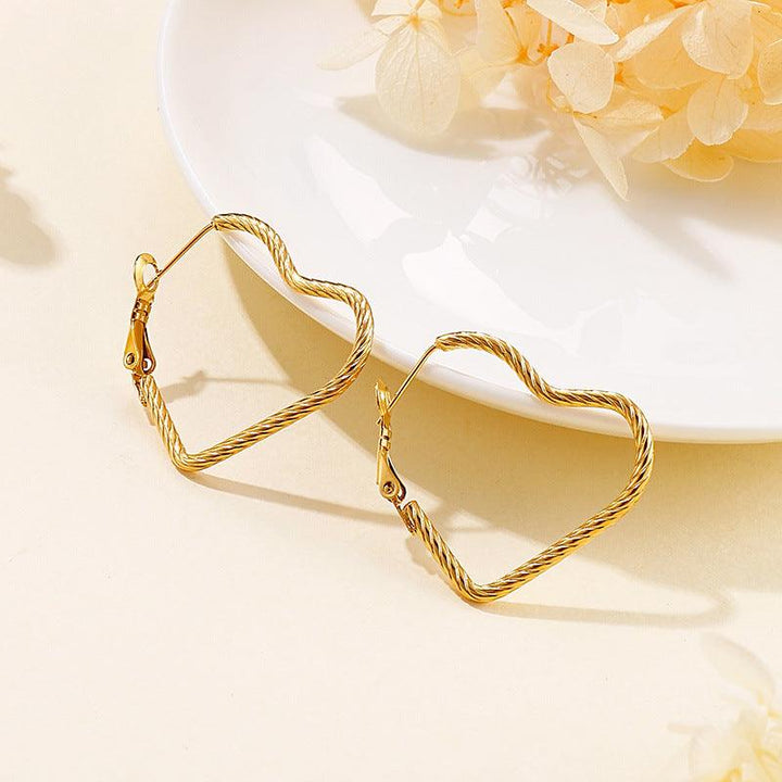 30mm Stainless Steel Twist Heart Hoop Earrings - kalen