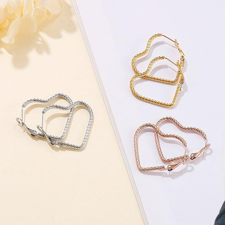 30mm Stainless Steel Twist Heart Hoop Earrings - kalen