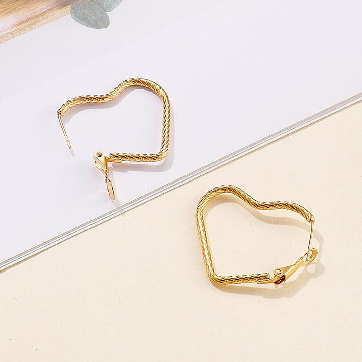 30mm Stainless Steel Twist Heart Hoop Earrings - kalen