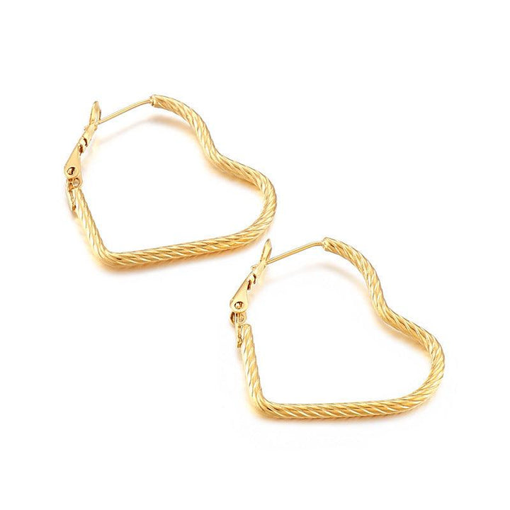 30mm Stainless Steel Twist Heart Hoop Earrings - kalen