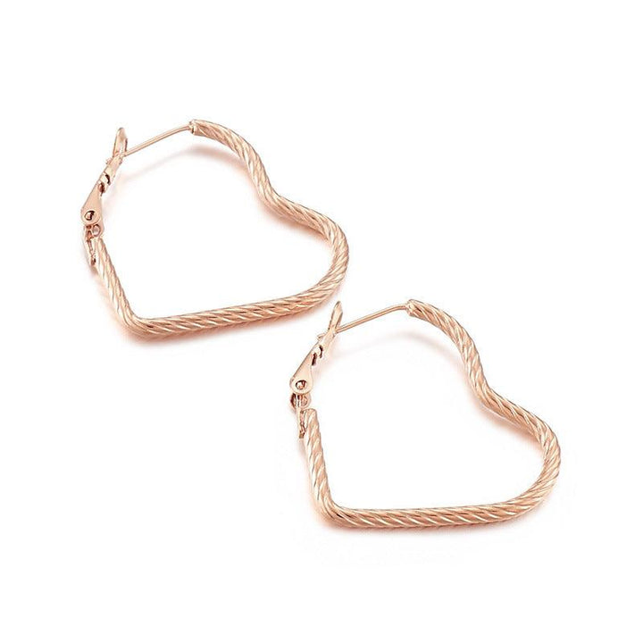 30mm Stainless Steel Twist Heart Hoop Earrings - kalen