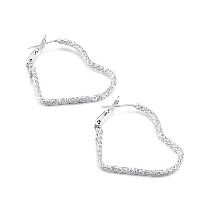 31/43mm Stainless Steel Twist Heart Hoop Earrings - kalen