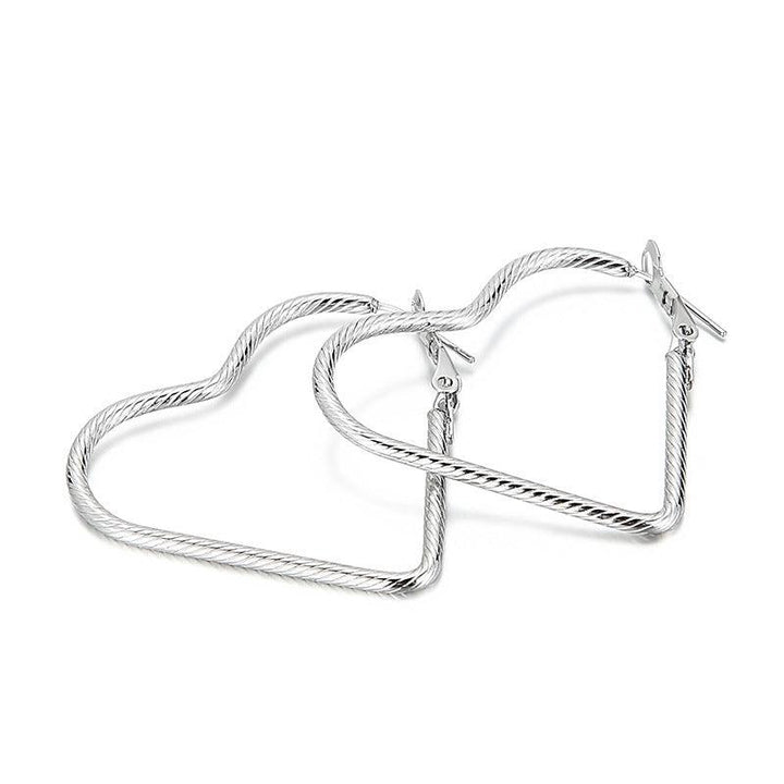 32/55mm Stainless Steel Twist Heart Hoop Earrings - kalen