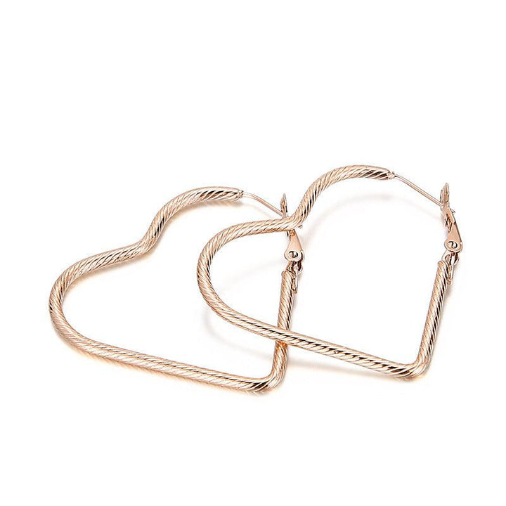 32/55mm Stainless Steel Twist Heart Hoop Earrings - kalen