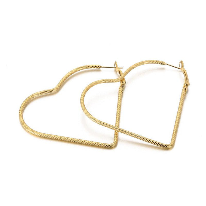 32/55mm Stainless Steel Twist Heart Hoop Earrings - kalen