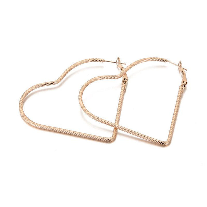 32/55mm Stainless Steel Twist Heart Hoop Earrings - kalen