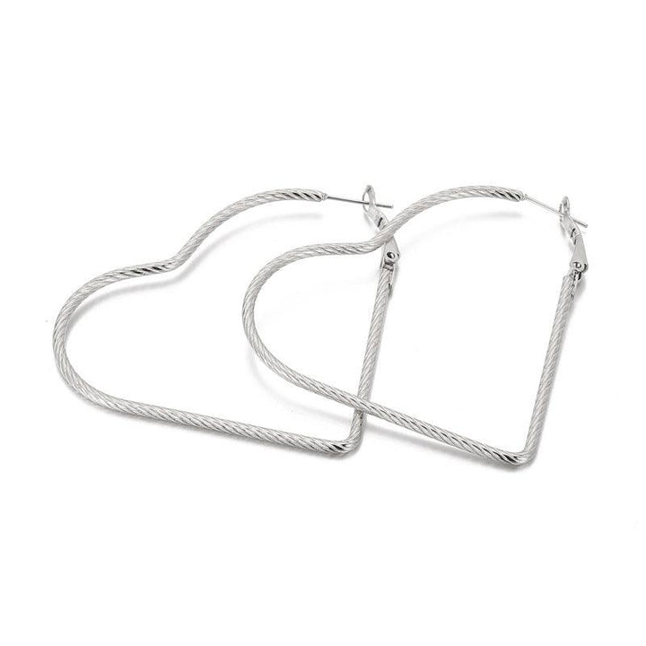 32/55mm Stainless Steel Twist Heart Hoop Earrings - kalen