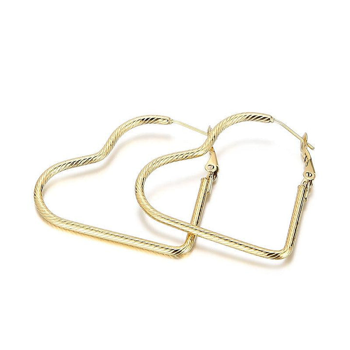 32/55mm Stainless Steel Twist Heart Hoop Earrings - kalen