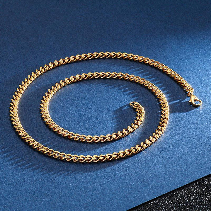 2/3/5 Gold Plated Cuban 2-side Cut Link Chain Necklace With Lobster Clap - kalen