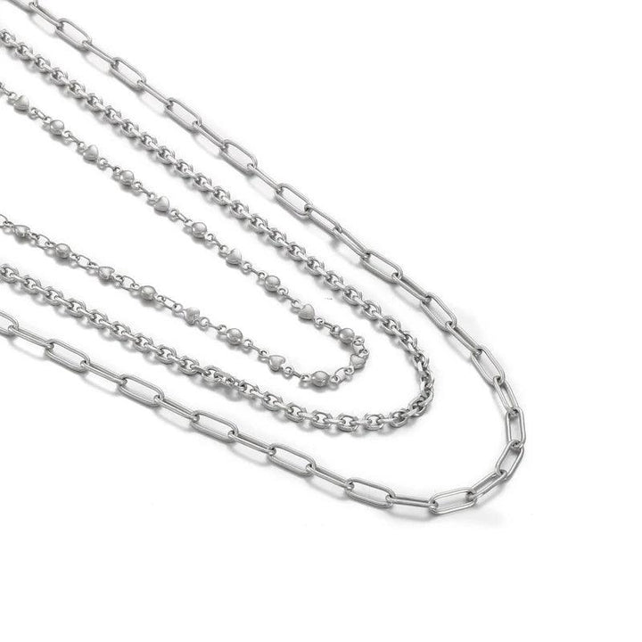 3/3.5/4mm Triple Layer Chains O-chain Curb Paperclip Necklace for Women - kalen