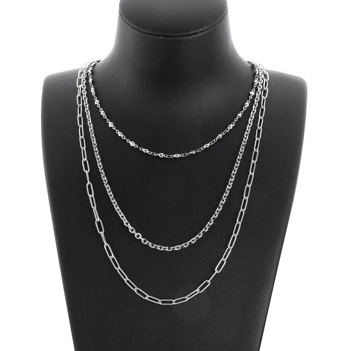 3/3.5/4mm Triple Layer Chains O-chain Curb Paperclip Necklace for Women - kalen