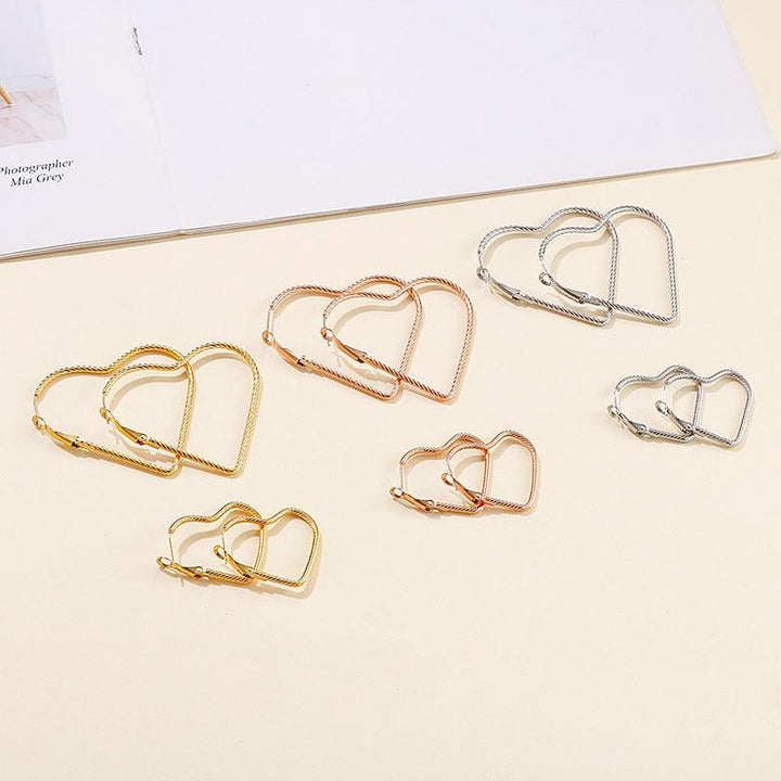 33/50mm Stainless Steel Twist Heart Hoop Earrings - kalen