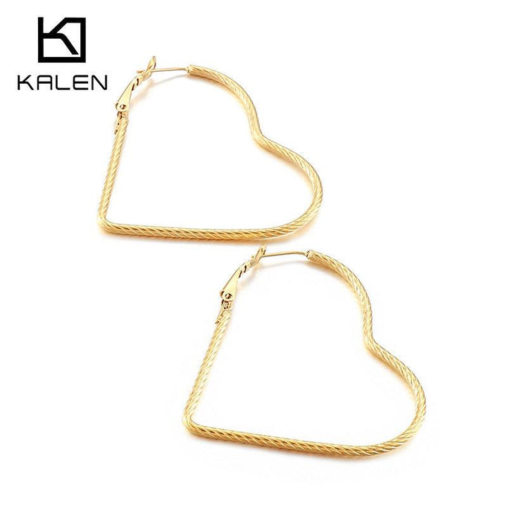 33/50mm Stainless Steel Twist Heart Hoop Earrings - kalen