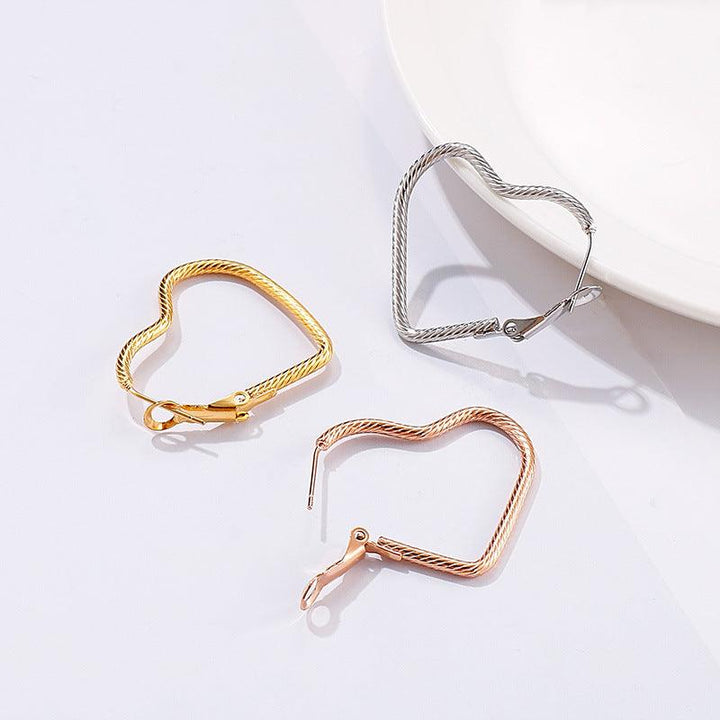 33/50mm Stainless Steel Twist Heart Hoop Earrings - kalen