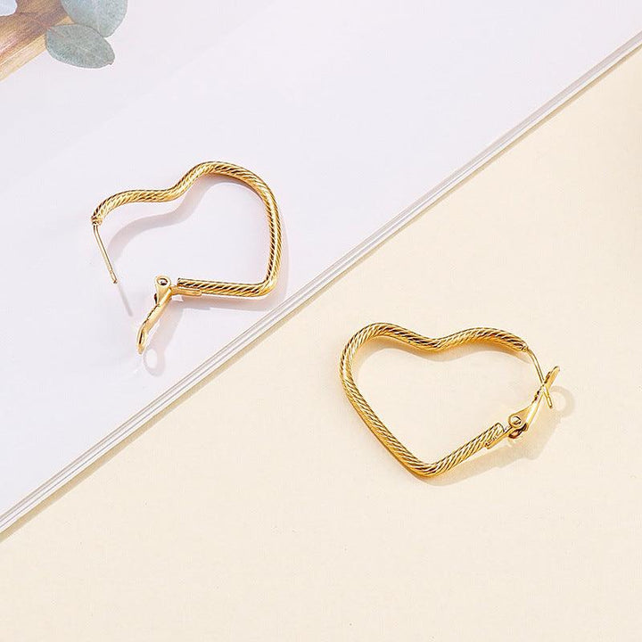 33/50mm Stainless Steel Twist Heart Hoop Earrings - kalen