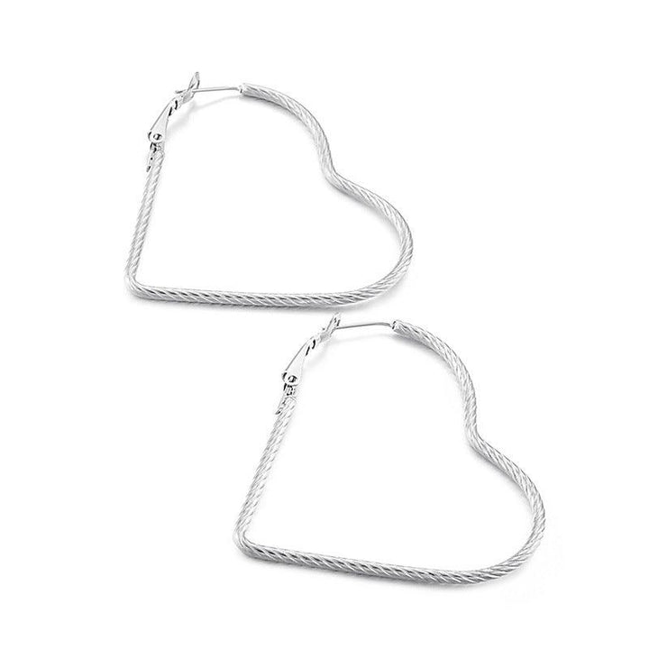 33/50mm Stainless Steel Twist Heart Hoop Earrings - kalen